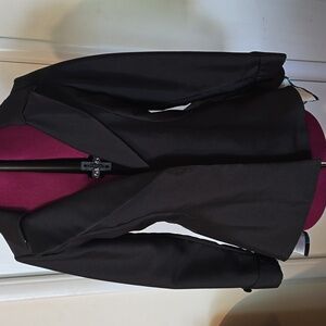 Elegant Black Women's Blazer W/Floral Blue Detail